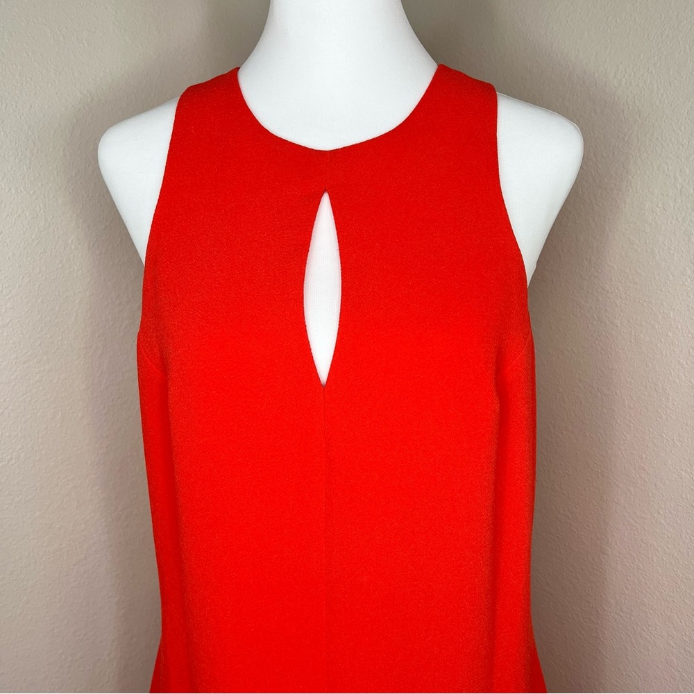 Trina Turk PETAL Lady Bug Coral Red Orange Crepe Sleeveless Keyhole Dress Sz 6 - Picture 9 of 16